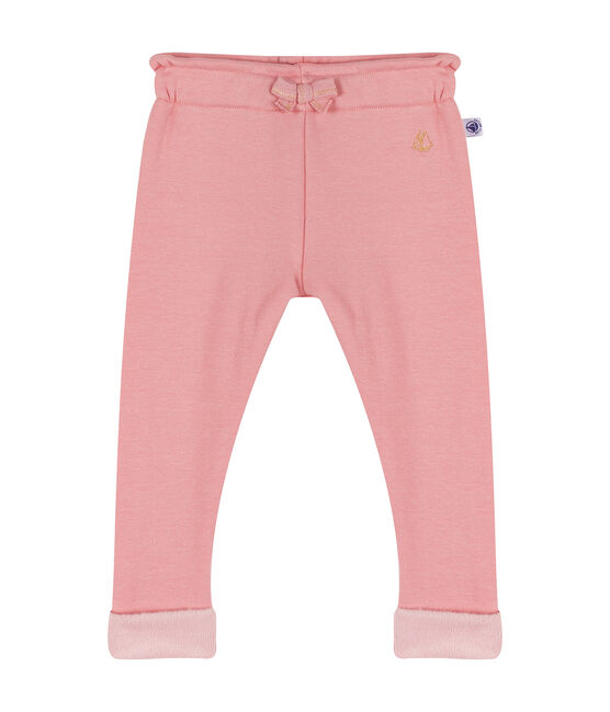Broek van fluweel-mesh babymeisje roze CHARME CN