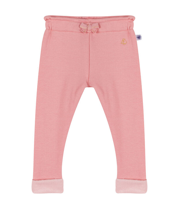 Pantalon b&eacute;b&eacute; fille en maille velours rose