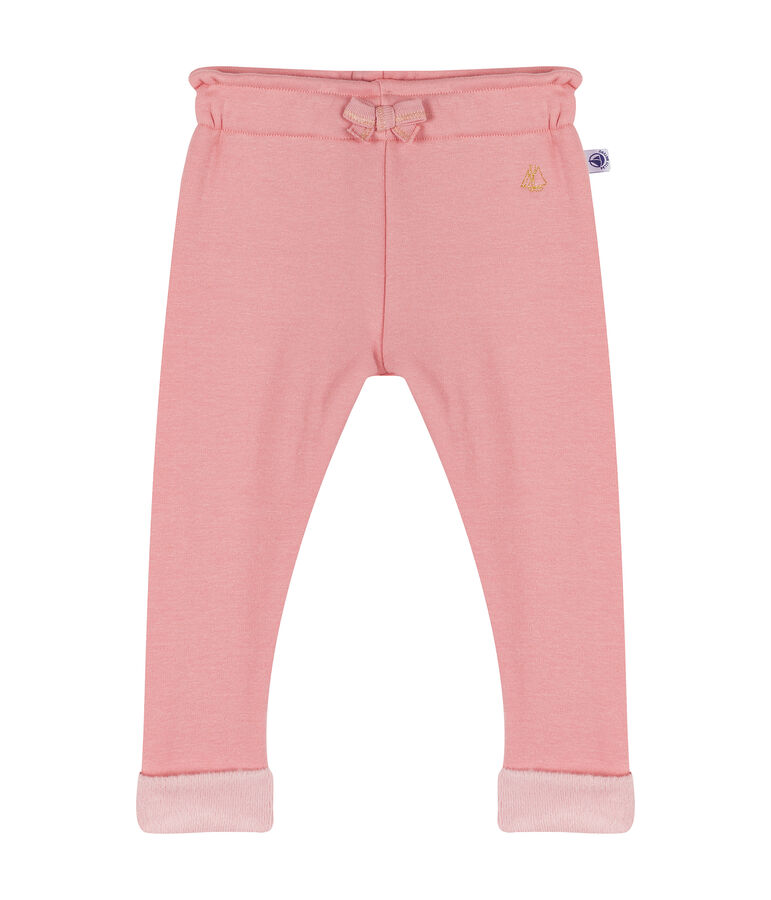 Broek van fluweel-mesh babymeisje roze CHARME CN