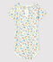 Katoenen body met kraagje en bloemenprint voor baby's wit MARSHMALLOW/wit MULTICO