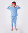 Korte lichtgevende verkleedpyjama van katoen met cape voor kinderen blauw ALASKA/wit MULTICO