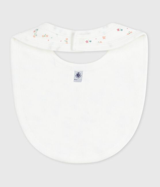 Bavoir naissance en coton imprimé fleuri blanc MARSHMALLOW/blanc MULTICO