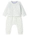 Ensemble 3 pièces bébé mixte en tubique blanc MARSHMALLOW/bleu TOUDOU/ MULTICO