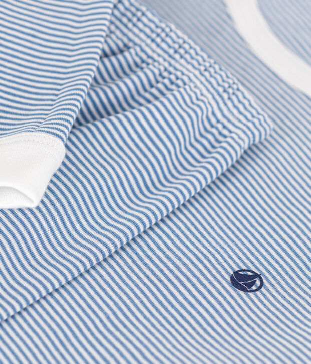 Pyjama en coton ray&eacute; junior bleu/blanc