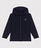 Effen katoenen sweatshirt met rits en kap voor kinderen blauw SMOKING
