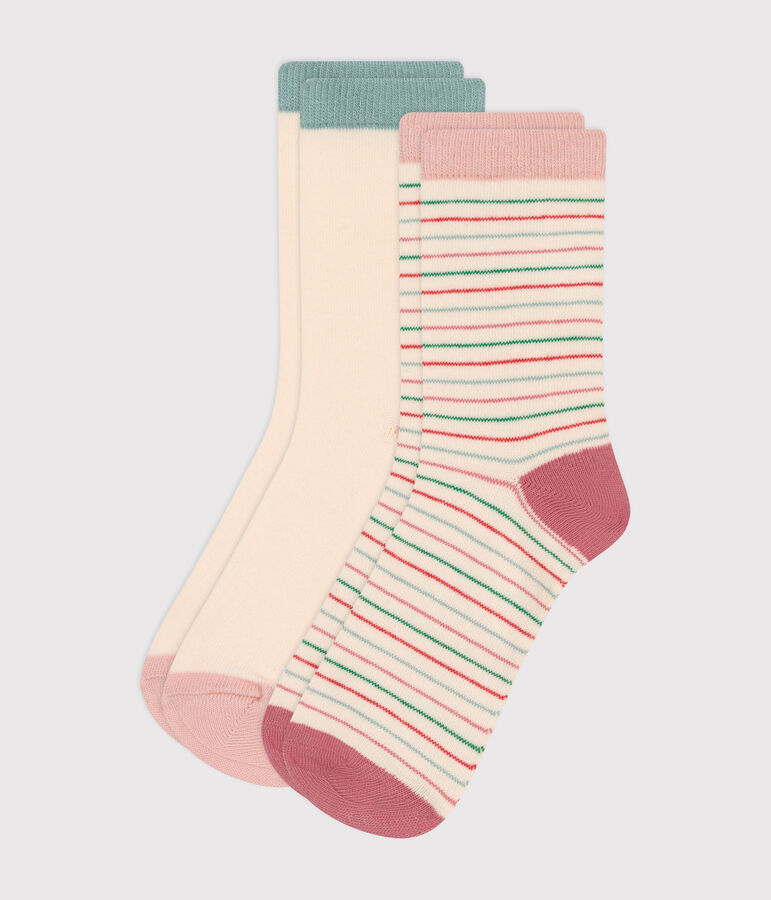 2 paires de chaussettes en coton rayures enfant multicouleur
