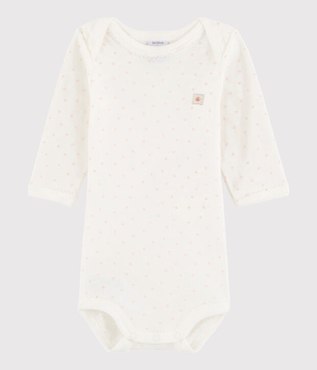 Rompertje lange mouwen babymeisje wit/multicouleur