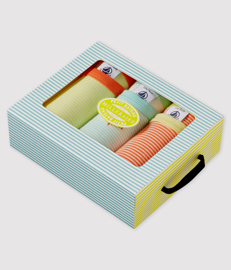 Drie rompertjes korte mouwen baby multicouleur