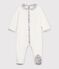 Pyjama b&eacute;b&eacute; en velours uni avec col, d&eacute;tail imprim&eacute; &agrave; fleurs blanc