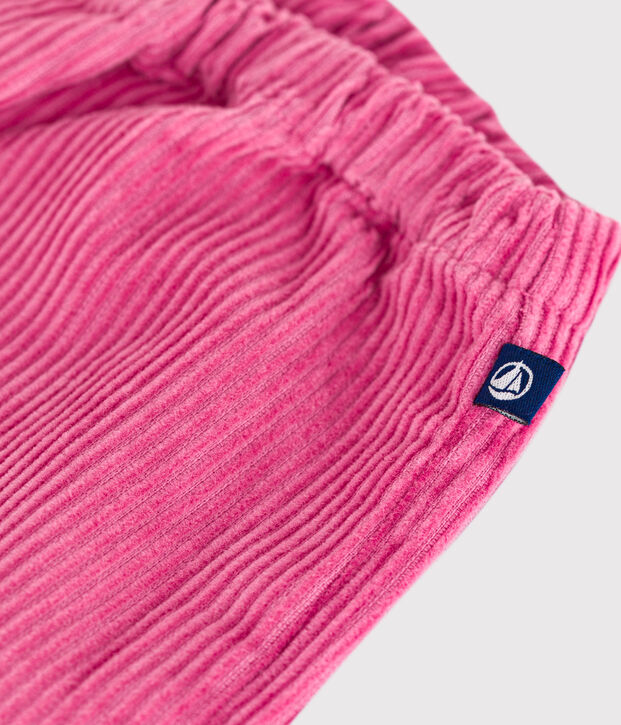 Effen fluwelen babybroekje roze