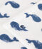 Badcape met walvisprint van badstof voor baby's MARSHMALLOW/ BEACH