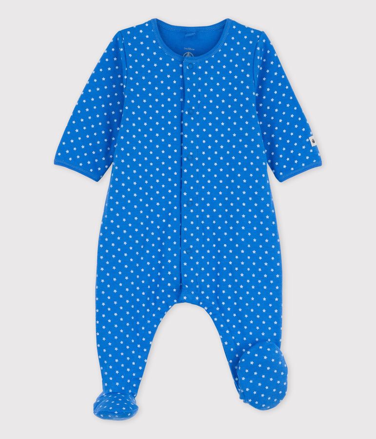 Bodyjama van biokatoen blauw/wit