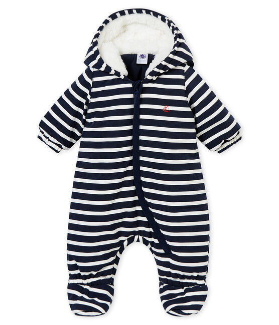 Combipilote microfibre rayure marinière bébé garçon bleu SMOKING/blanc MARSHMALLOW