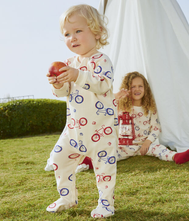 Katoenen slaappakje voor baby's ecru/multicouleur