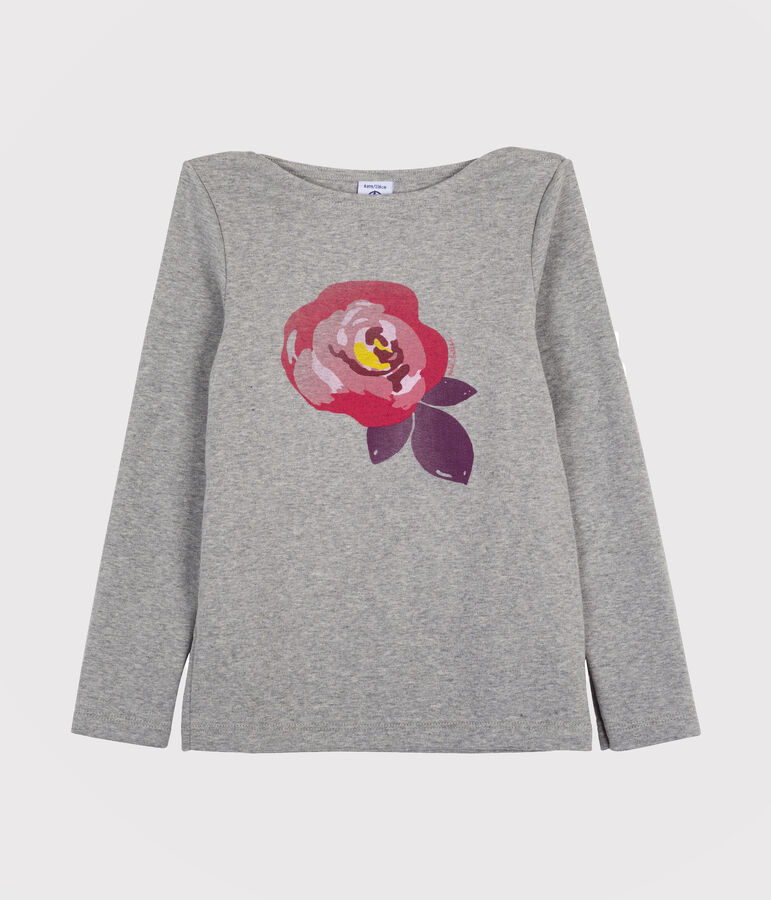 Tee-shirt s&eacute;rigraphi&eacute; enfant fille gris