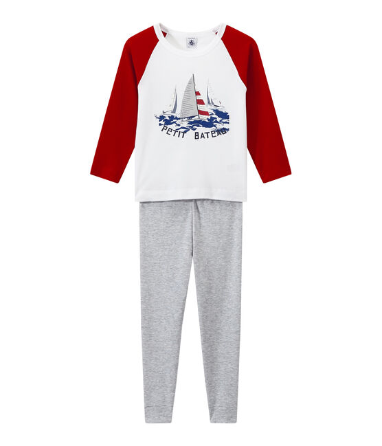 Pyjama garçon sérigraphié gris POUSSIERE/blanc MULTICO