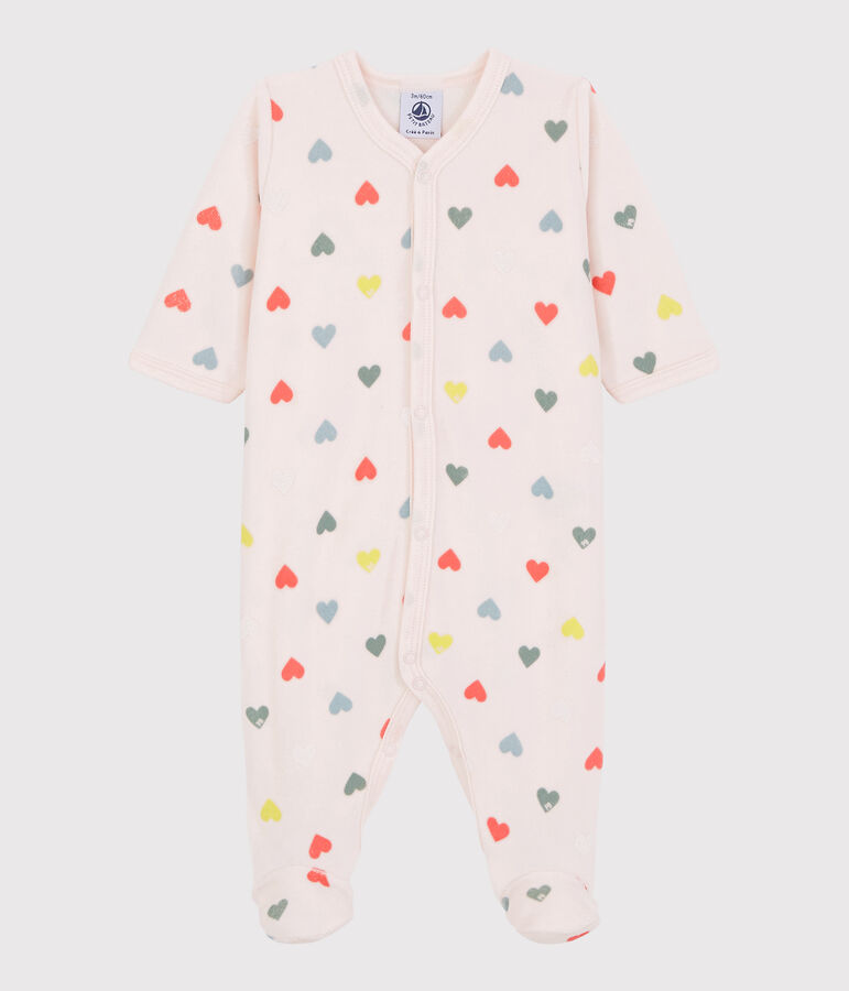 Kleurrijke hartjes babypyjama van fluweel, voor meisjes roze/multicouleur