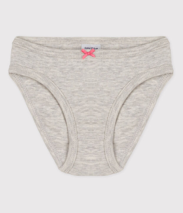 Culotte petite fille en coton gris chin&eacute; clair