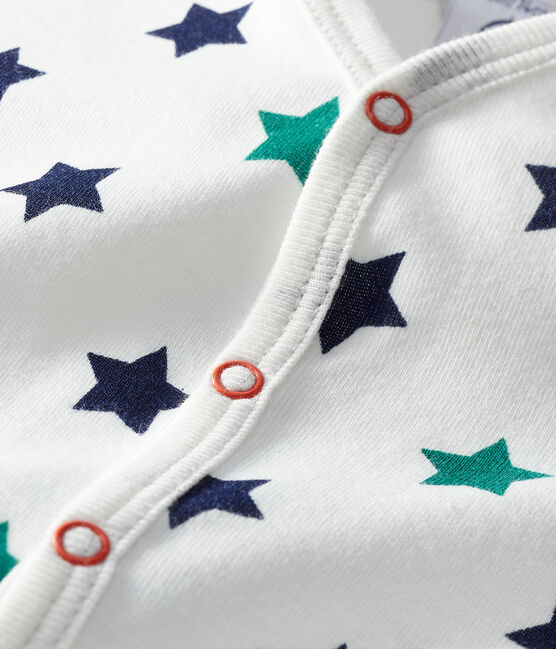 Kort babypakje van linnen/katoen voor baby jongen wit MARSHMALLOW/wit MULTICO