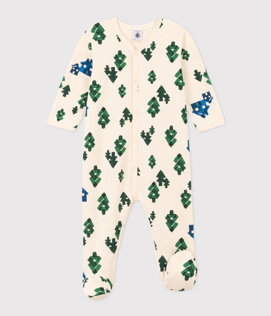 Babypyjama met dennenprint van molton wit AVALANCHE/ MULTICO