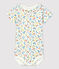 Katoenen body met kraagje en bloemenprint voor baby's wit MARSHMALLOW/wit MULTICO