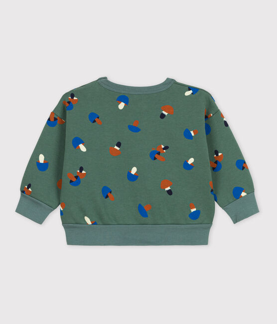 Babysweater van katoen met champignonprint groen VALLEE/ecru MULTICO