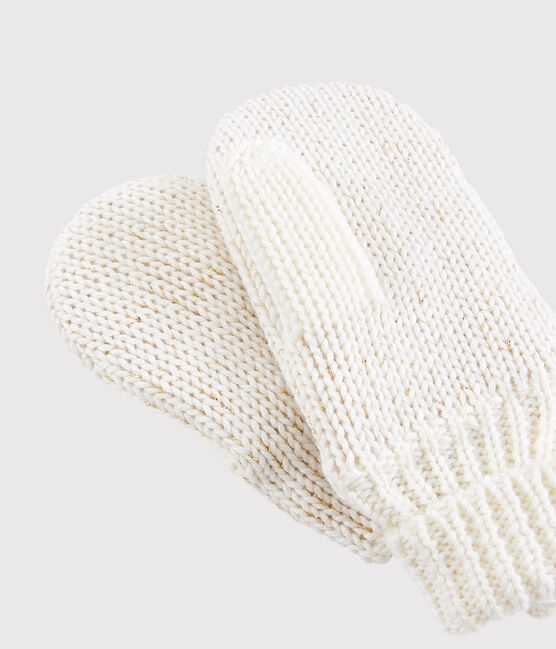 Moufles enfant fille blanc MARSHMALLOW/jaune OR