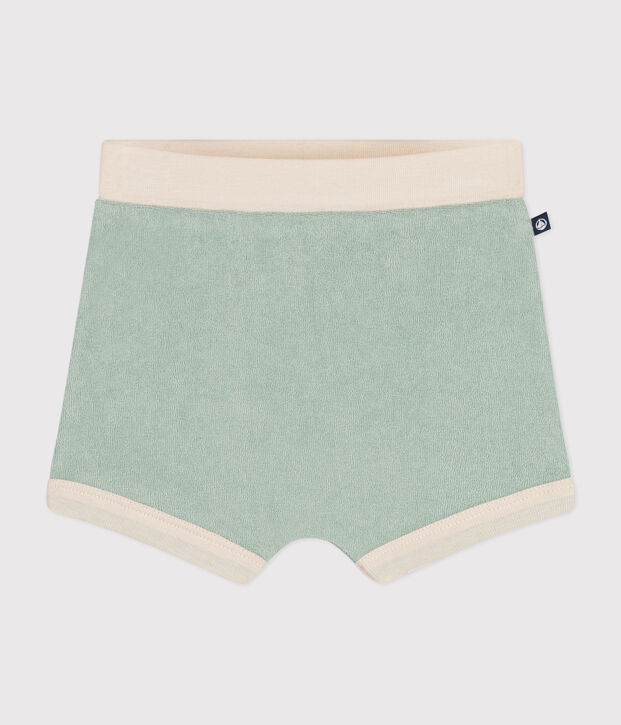 Short in boucl&eacute; badstof voor baby's groen