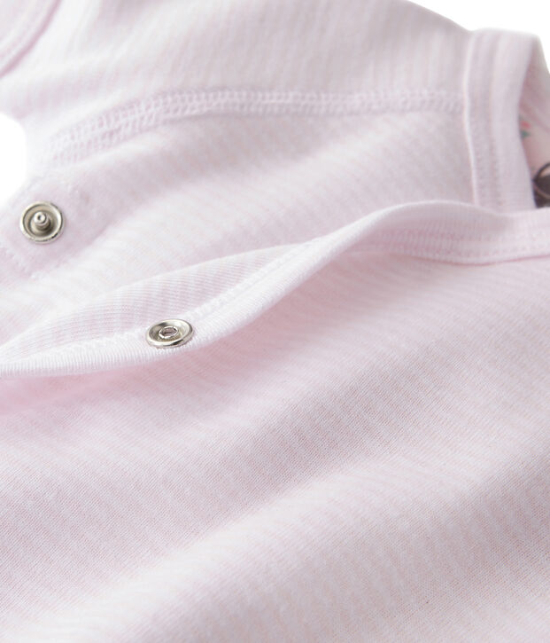 Body naissance b&eacute;b&eacute; mixte &agrave; milleraies rose/blanc