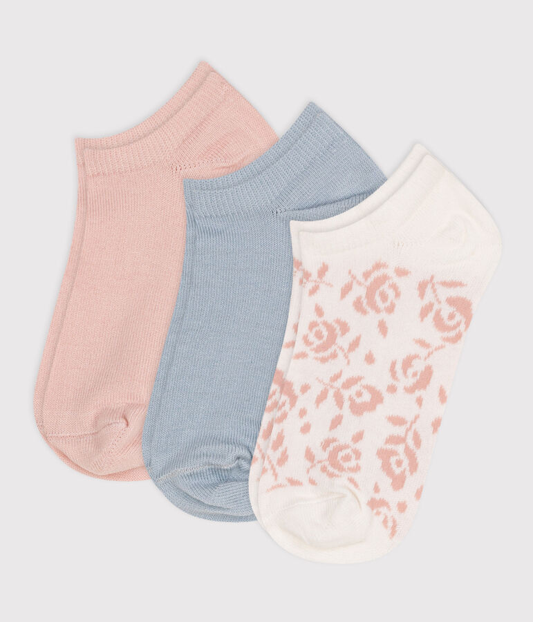 3 paires de chaussettes en coton fleurs enfant multicouleur