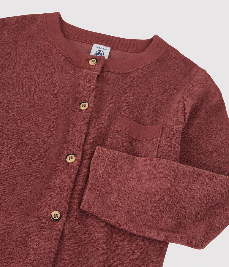 Cardigan in boucl&eacute;badstof voor meisjes bruin OMBRIE