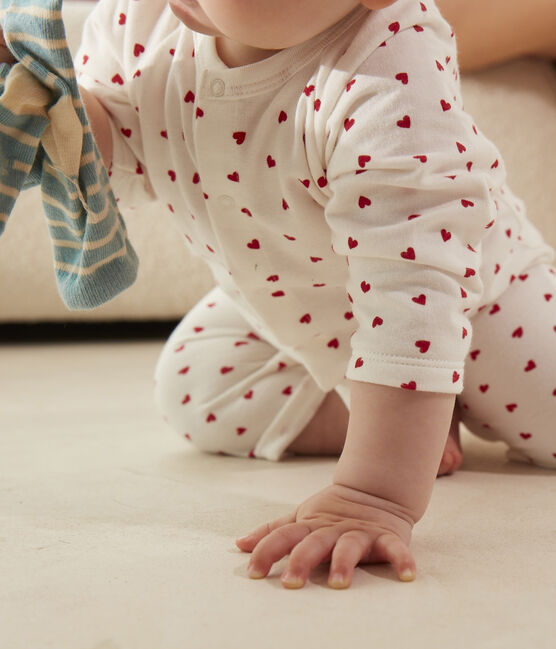 Ensemble imprimé en coton bébé blanc MARSHMALLOW/rouge PEPS