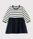 Robe manches longues bi-matière bébé fille