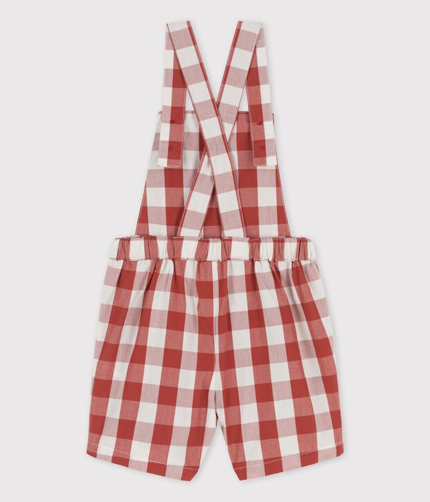 Salopette courte en popeline b&eacute;b&eacute; marron/&eacute;cru