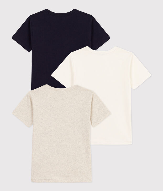 Lot de 3 tee-shirts manches courtes unis en coton petit gar&ccedil;on multicouleur