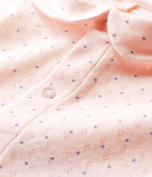 Body manches courtes &agrave; col rose b&eacute;b&eacute; fille en coton biologique rose/bleu