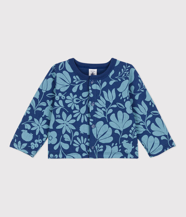 Cardigan b&eacute;b&eacute; imprim&eacute; en tubique matelass&eacute; bleu/bleu