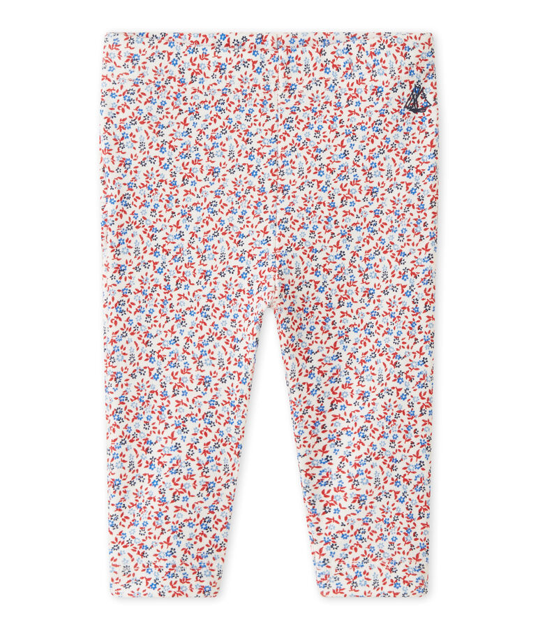 Legging met dessin voor babymeisjes wit MARSHMALLOW/rood TERKUIT/ MULTICO