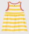 Gestreepte jurk zonder mouwen in jersey voor baby's geel ORGE/wit MARSHMALLOW