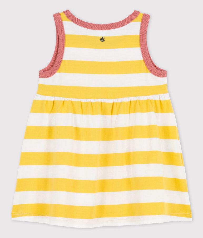 Robe sans manches ray&eacute;e en jersey b&eacute;b&eacute; jaune/blanc