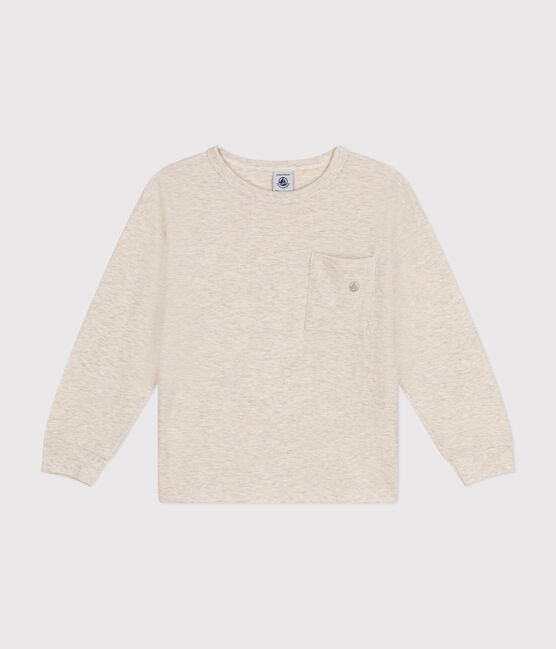 Tee-shirt manches longues en jersey flammé enfant garçon beige MONTELIMAR CHINE
