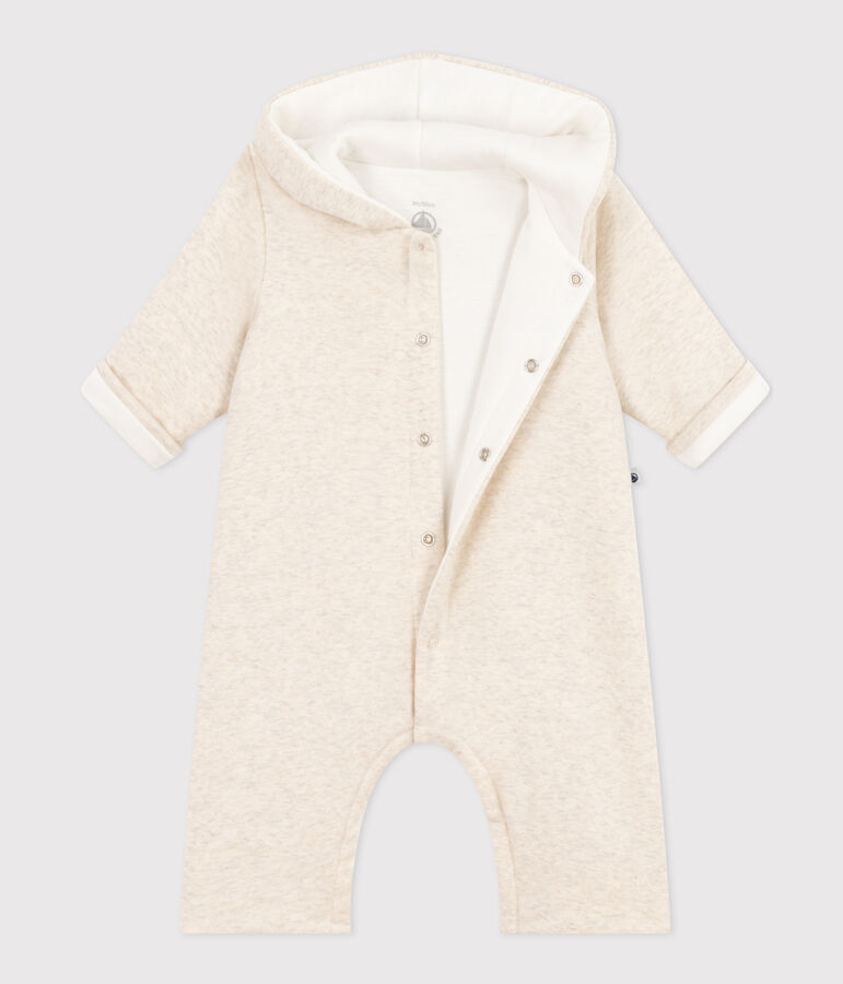 Combinaison longue ouatin&eacute;e &agrave; capuche en coton b&eacute;b&eacute; beige