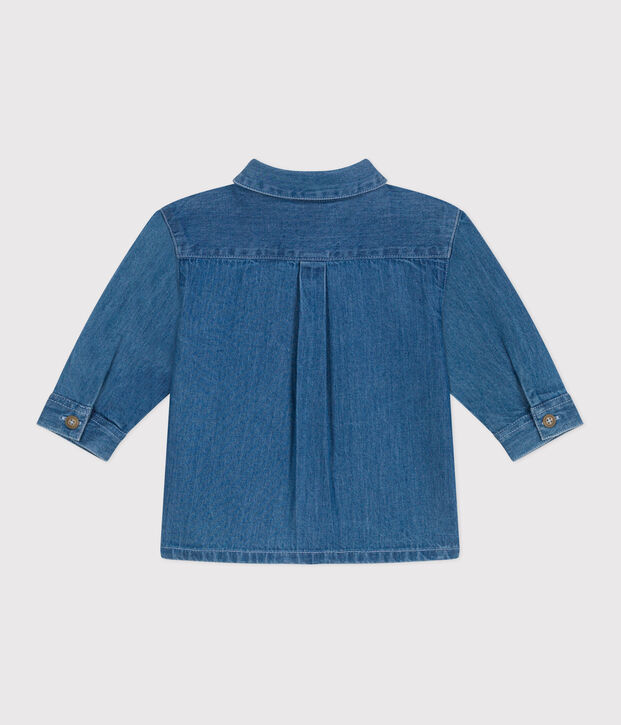 Chemise b&eacute;b&eacute; en jean unie bleu
