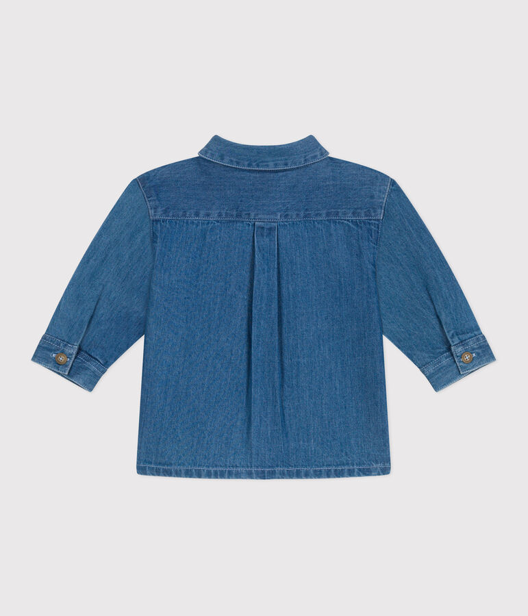 Chemise b&eacute;b&eacute; en jean unie bleu