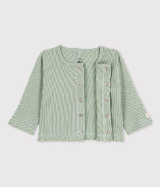 Babycardigan van katoen en lyocell groen HERBIER