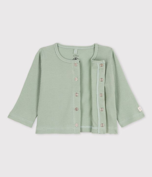 Babycardigan van katoen en lyocell groen