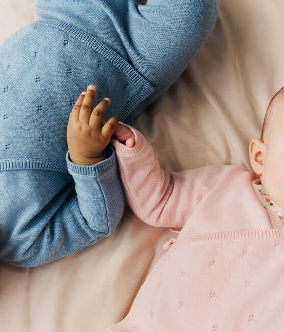 Brassière bébé cache-cœur ajourée en tricot laine et coton ADRIATIC