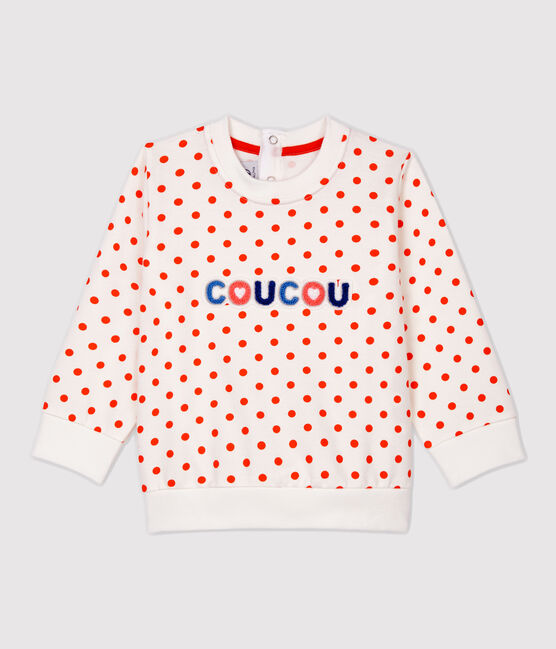 Sweatshirt van molton baby. wit MARSHMALLOW/ CAROTTE