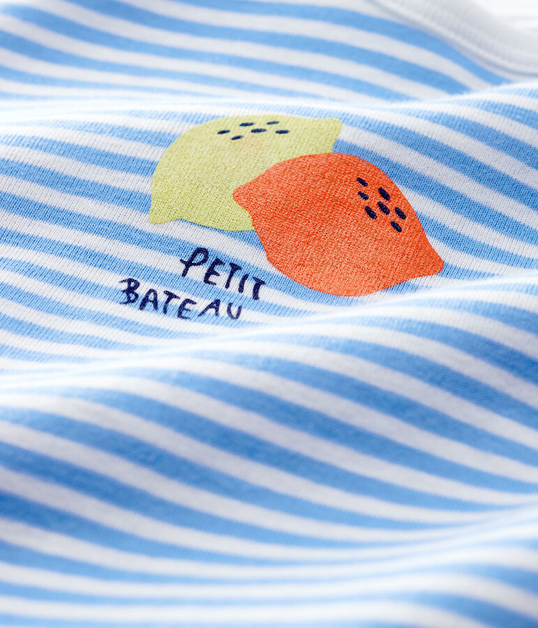 Babyblauw gestreepte pyjama van katoen met fruit blauw EDNA/wit MARSHMALLOW