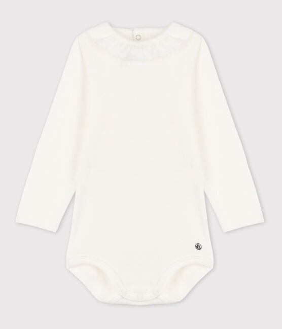 Babybody met lange mouwen en kraagje van katoen wit MARSHMALLOW
